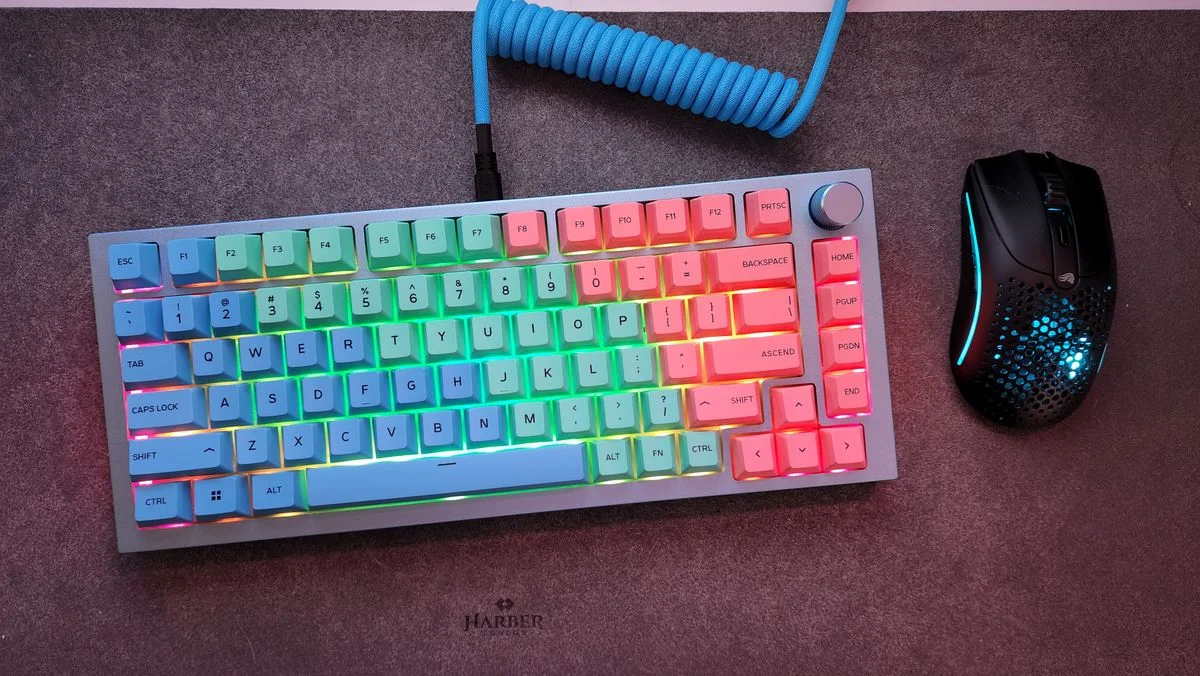 A gaming keyboard with a comfortable, detachable padded wrist rest.